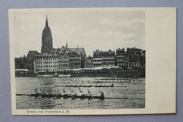Ansichtskarte AK Gruss aus Frankfurt Main 1900-1910 Ruderboote Gebäude Straße Architektur Ortsansicht Hessen